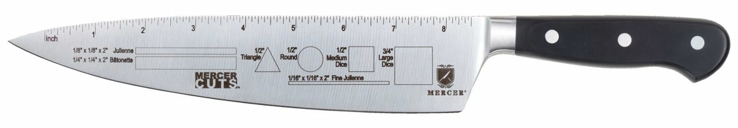 Mercer Cutlery Cuts Competition Knife W/ Rule Markings - 9" 3 Mercer Cutlery Cuts Competition Knife W/ Rule Markings - 9"