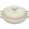 Le Creuset 2.25 Qt. Signature Enameled Cast Iron Braiser With Stainless Steel Knob | Meringue White -Le Creuset sales mermain