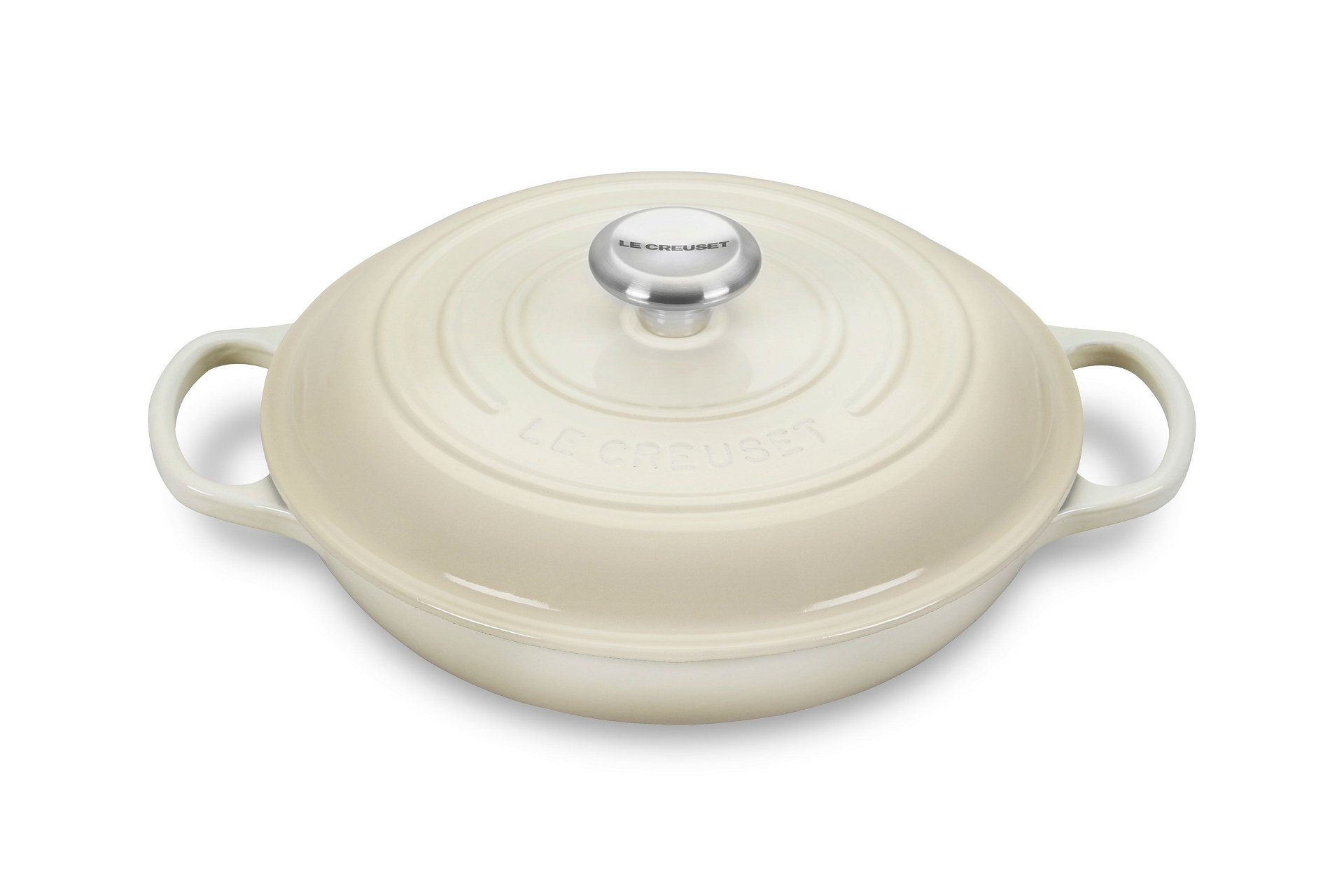 Le Creuset 2.25 Qt. Signature Enameled Cast Iron Braiser with Stainless Steel Knob | Meringue White Le Creuset 2.25 Qt. Signature Enameled Cast Iron Braiser With Stainless Steel Knob | Meringue White -Le Creuset sales mermain