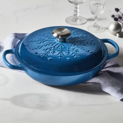 Le Creuset 2.25 Qt. Signature Braiser With Stainless Steel Knob | Noel (Marseille Blue) -Le Creuset sales noelbraiser2