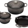 Le Creuset 5-Piece Signature Cookware Set With Stainless Steel Knobs | Oyster Grey -Le Creuset sales oyster 5 piece signature cookware set ms1605 7fss