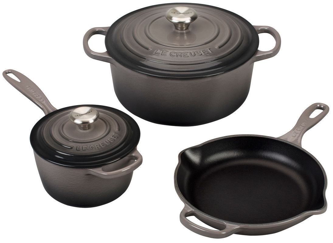 Le Creuset 5-Piece Signature Cookware Set with Stainless Steel Knobs | Oyster Grey Le Creuset 5-Piece Signature Cookware Set With Stainless Steel Knobs | Oyster Grey -Le Creuset sales oyster 5 piece signature cookware set ms1605 7fss