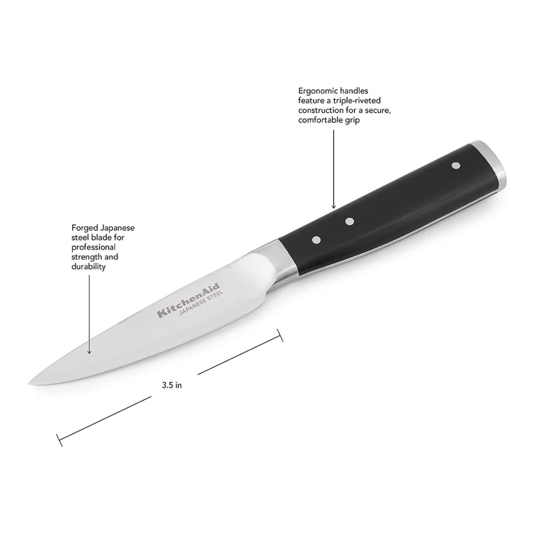 KitchenAid Gourmet Forged 3.5" Paring Knife with Sheath KitchenAid Non-Electrics KitchenAid Gourmet Forged 3.5" Paring Knife With Sheath -Le Creuset sales paring dimensions 1