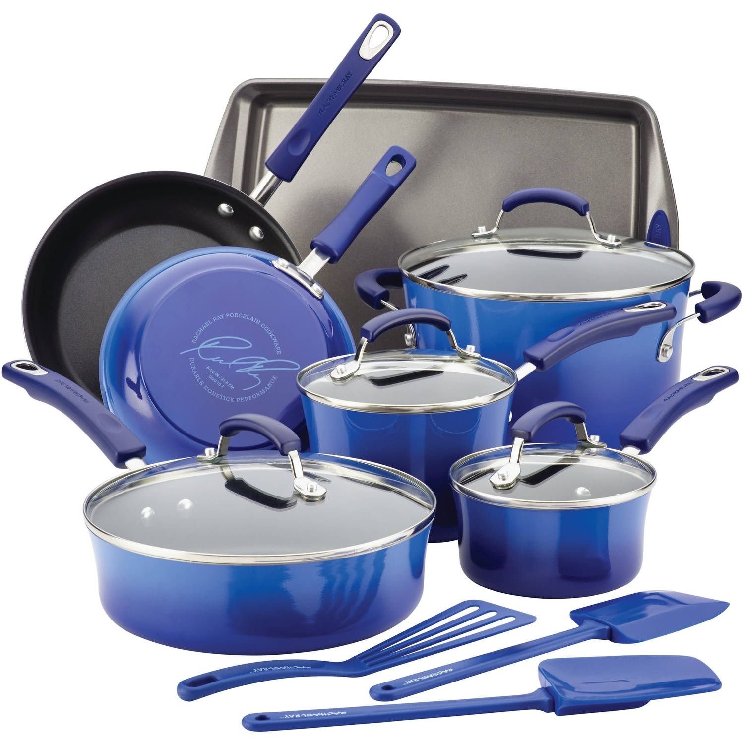 Rachael Ray Blue Gradient 14 Piece Enamel Cookware Set Rachael Ray Blue Gradient 14 Piece Enamel Cookware Set -Le Creuset sales rachael ray 14 piece cookware set gradient blue