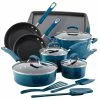 Rachael Ray Marine Blue 14 Piece Enamel Cookware Set -Le Creuset sales rachael ray 14 piece cookware set marine blue