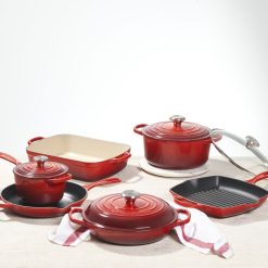 Le Creuset 10-Piece Signature Cookware Set With Stainless Steel Knobs | Cerise/Cherry Red -Le Creuset sales redset