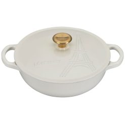 Le Creuset 2.5Qt Signature Cocotte Eiffel Tower Collection | White