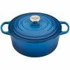 Le Creuset 5.5 Qt. Round Signature Cast Iron Dutch Oven With Stainless Steel Knob | Marseille Blue