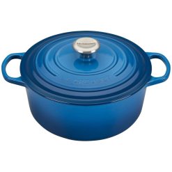 Le Creuset 5.5 Qt. Round Signature Cast Iron Dutch Oven With Stainless Steel Knob | Marseille Blue