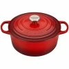 Le Creuset 5.5 Qt. Round Signature Cast Iron Dutch Oven With Stainless Steel Knob | Cerise/Cherry Red -Le Creuset sales rs10297 ls2501 2667