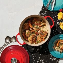 Le Creuset 5.5 Qt. Round Signature Cast Iron Dutch Oven With Stainless Steel Knob | Cerise/Cherry Red -Le Creuset sales rs11037 lca q1 onepotmeal ret