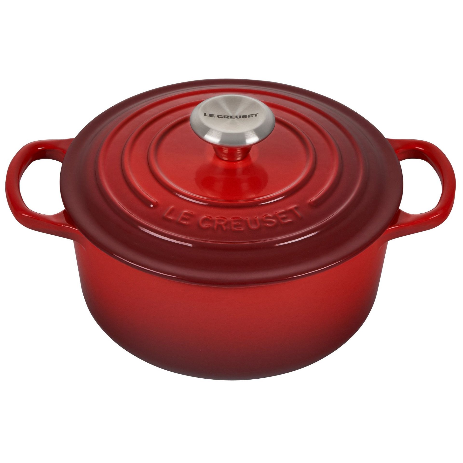 Le Creuset 2 Qt. Round Signature Cast Iron Dutch Oven with Stainless Steel Knob | Cerise/Cherry Red Le Creuset 2 Qt. Round Signature Cast Iron Dutch Oven With Stainless Steel Knob | Cerise/Cherry Red -Le Creuset sales rs11183 ls2501 1867ss