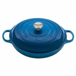 Le Creuset 5 Qt. Signature Enameled Cast Iron Braiser With Stainless Steel Knob | Marseille Blue