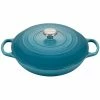 Le Creuset 3.5 Qt. Signature Enameled Cast Iron Braiser With Stainless Steel Knob | Caribbean Blue -Le Creuset sales rs12363 ls2532 3017ss
