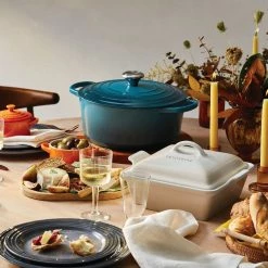 Le Creuset 5.5 Qt. Round Signature Cast Iron Dutch Oven With Stainless Steel Knob | Deep Teal -Le Creuset sales rs12794 200716 lc thanksgivingtable ret