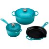 Le Creuset 5-Piece Signature Cookware Set With Stainless Steel Knobs | Caribbean Blue 1 Le Creuset 5-Piece Signature Cookware Set With Stainless Steel Knobs | Caribbean Blue -Le Creuset sales rs13227 rs6071 ms1605 17 ss