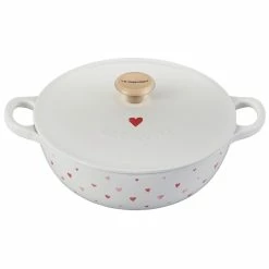 Le Creuset L'Amour 2.75 Qt. Enameled Cast Iron Soup Pot With Gold Knob & Heart Applique | White