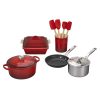 Le Creuset 12-Piece Mixed Material Cookware Set | Cerise -Le Creuset sales rs14026 rs13188 rs9689 12piece heritage cerise ss