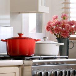 Le Creuset 5.5 Qt. Round Signature Cast Iron Dutch Oven With Stainless Steel Knob | White -Le Creuset sales rs16510 deep oven stovetop still00572273 edited