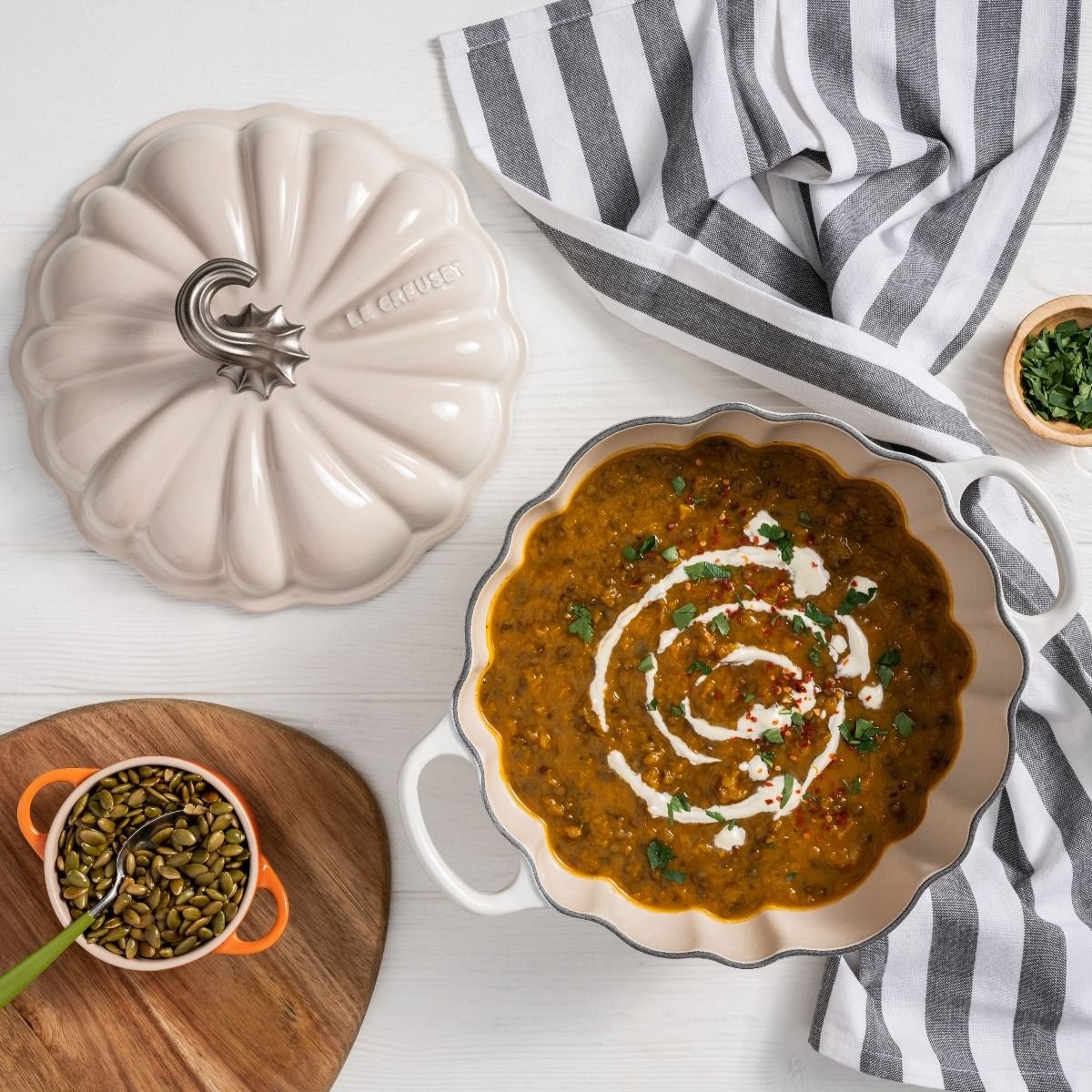 Le Creuset 4 Qt. Pumpkin Cocotte | Meringue Le Creuset 4 Qt. Pumpkin Cocotte | Meringue -Le Creuset sales rs17489 cajun pumpkin soup 2