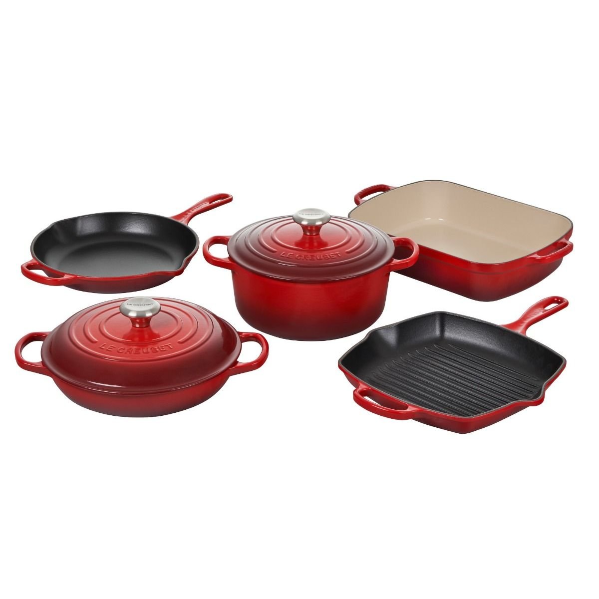 Le Creuset 7-Piece Signature Cookware Set | Cerise/Cherry Red Le Creuset 7-Piece Signature Cookware Set | Cerise/Cherry Red -Le Creuset sales rs18018 sevenpice cerise lpr