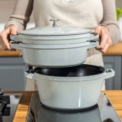 Staub Stackable Cocotte, Braiser, And Grill Pan With Lid | Graphite Grey 11 Staub Stackable Cocotte, Braiser, And Grill Pan With Lid | Graphite Grey -Le Creuset sales stack mason comp 600 600 stackmasonry 1