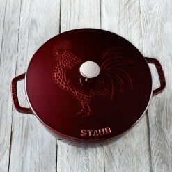 Staub 3.75 Qt. Essential French Oven With Rooster Lid | Grenadine -Le Creuset sales staub cast iron 3 75 qt essentia