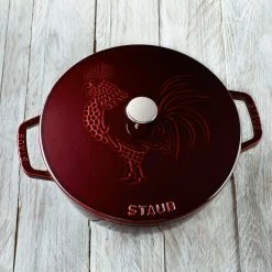 Staub 3.75 Qt. Essential French Oven With Rooster Lid | Grenadine -Le Creuset sales staub cast iron 3 75 qt essentia