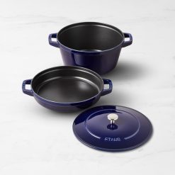 Staub Stackable Cocotte, Braiser, And Grill Pan With Lid | Dark Blue -Le Creuset sales staub stackable 3 piece set xl 1