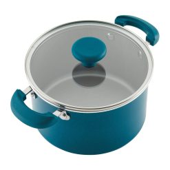 Rachael Ray 8-Piece Enameled Stacking Cookware Set | Teal Shimmer -Le Creuset sales teal8