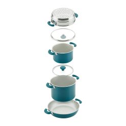Rachael Ray 8-Piece Enameled Stacking Cookware Set | Teal Shimmer -Le Creuset sales teal9