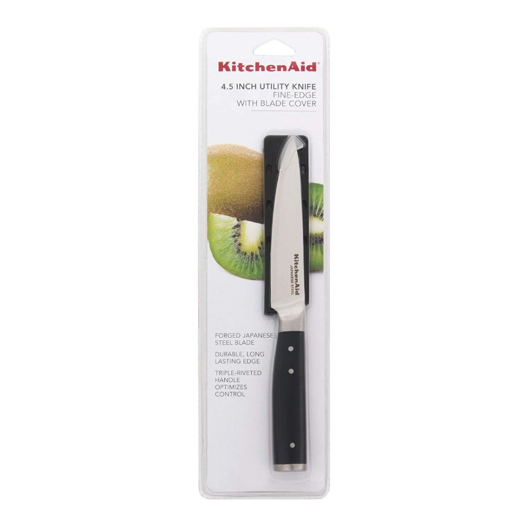 KitchenAid Gourmet Forged 4.5" Utility Knife with Sheath | Fine Edge KitchenAid Non-Electrics KitchenAid Gourmet Forged 4.5" Utility Knife With Sheath | Fine Edge -Le Creuset sales utility package