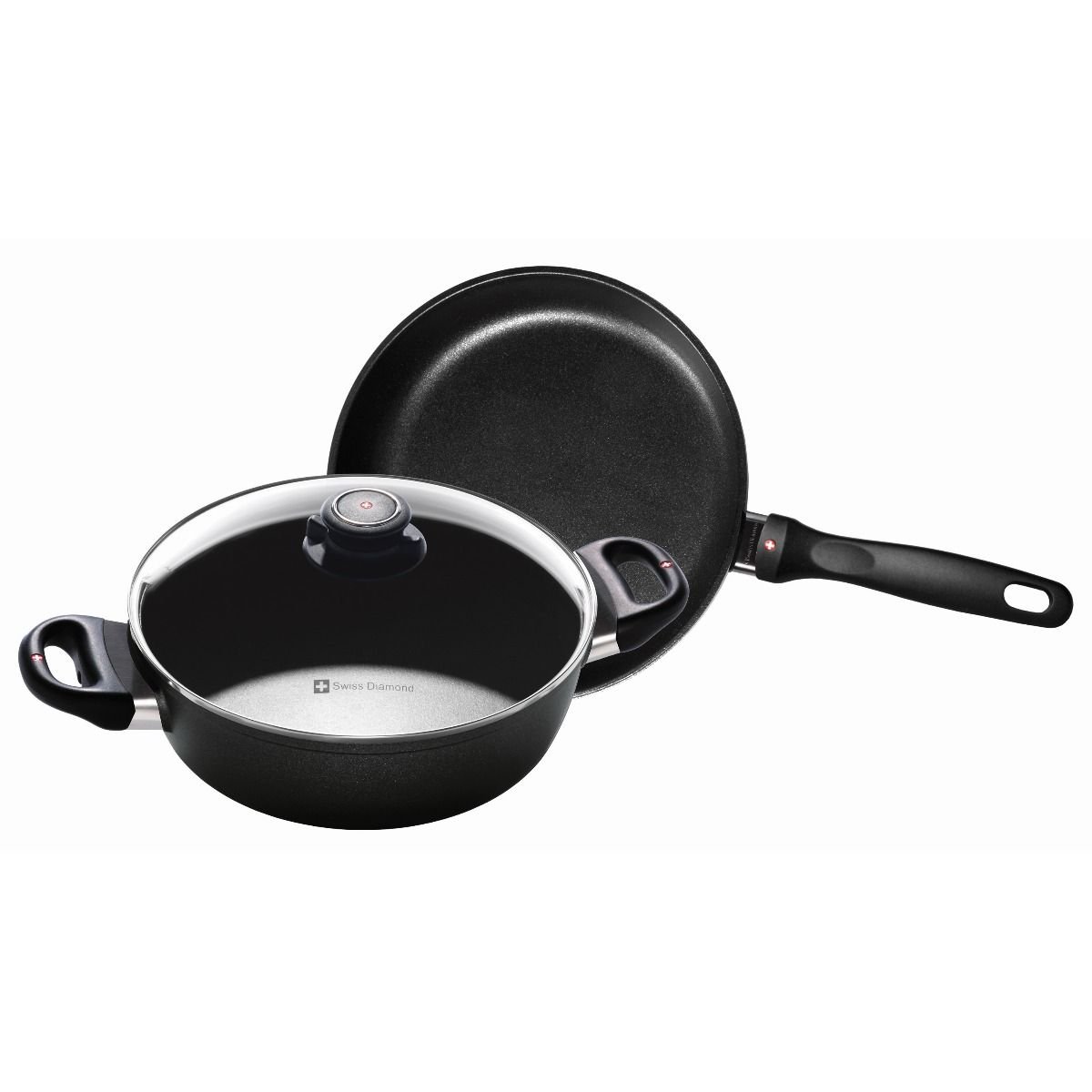 Swiss Diamond | XD 3-Piece Cookware Set - 11" Fry Pan & 4.3 Quart Sauté Pan with Lid Swiss Diamond | XD 3-Piece Cookware Set - 11" Fry Pan & 4.3 Quart Sauté Pan With Lid -Le Creuset sales